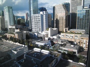 Vancouver-Blick aus dem Hotel-Fenster